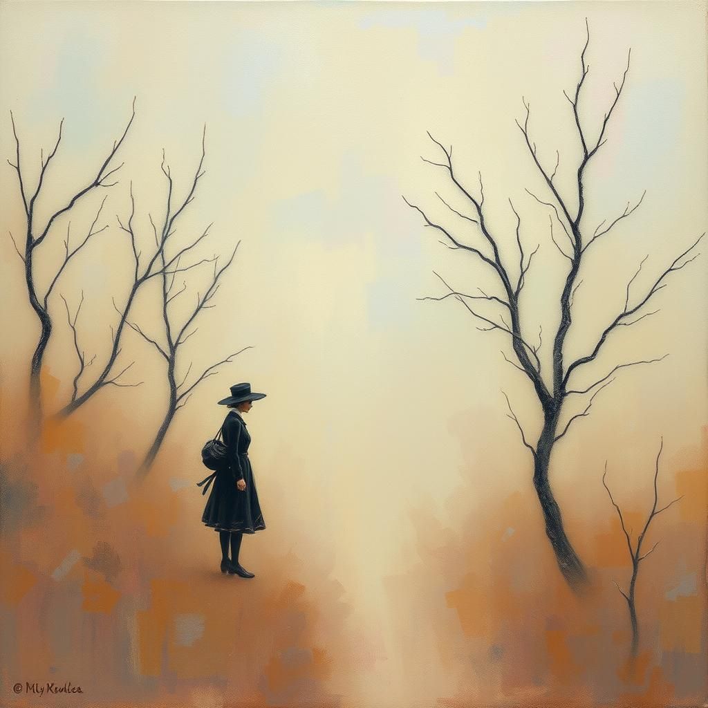 Ethereal Impressionism: A Lone Figure in Time