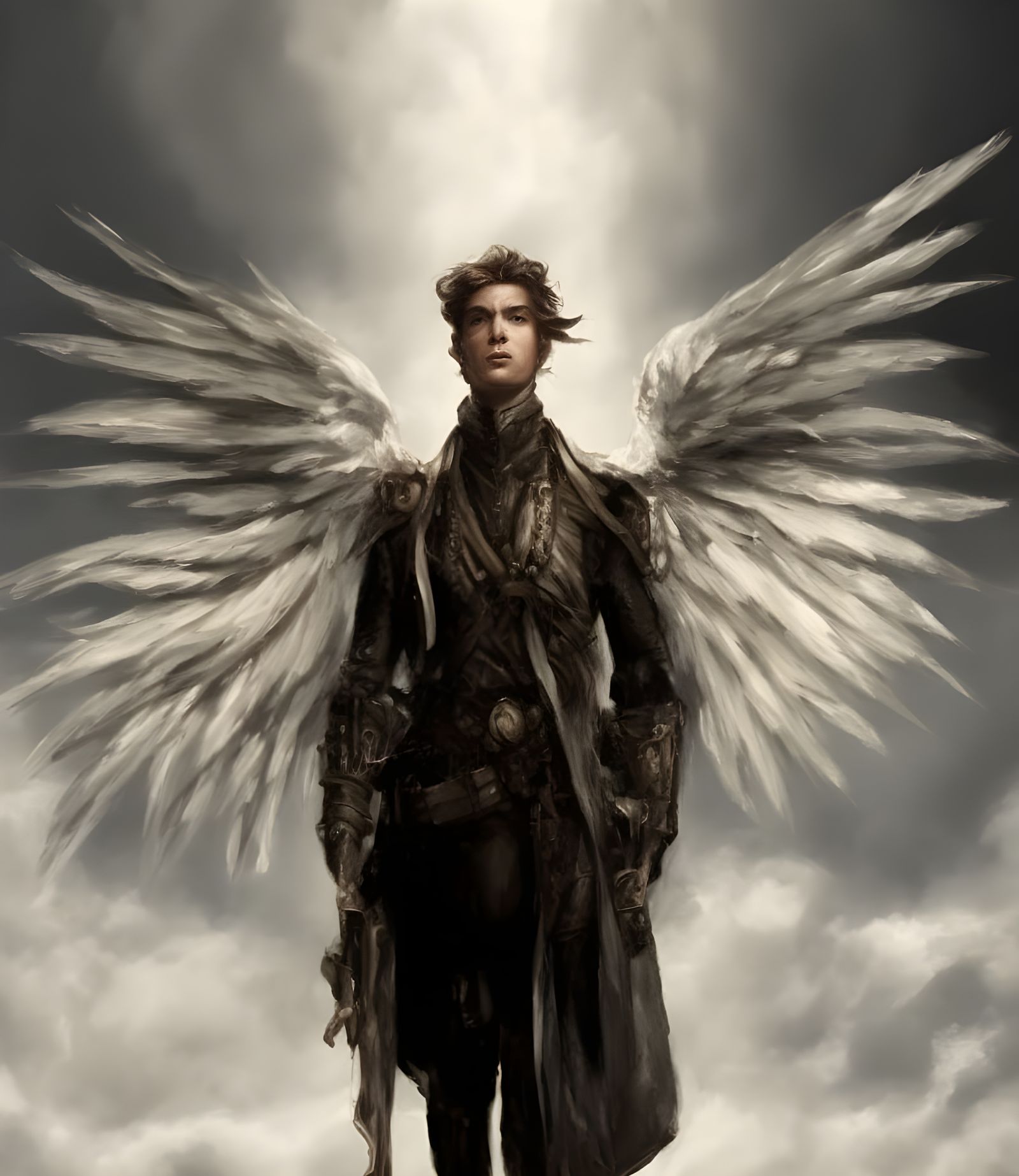 Mechanical Angel's Descent: Hyperrealistic Clockwork Art