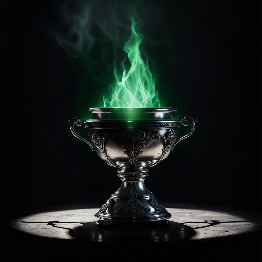 Silver Brazier with Eerie Green Flame