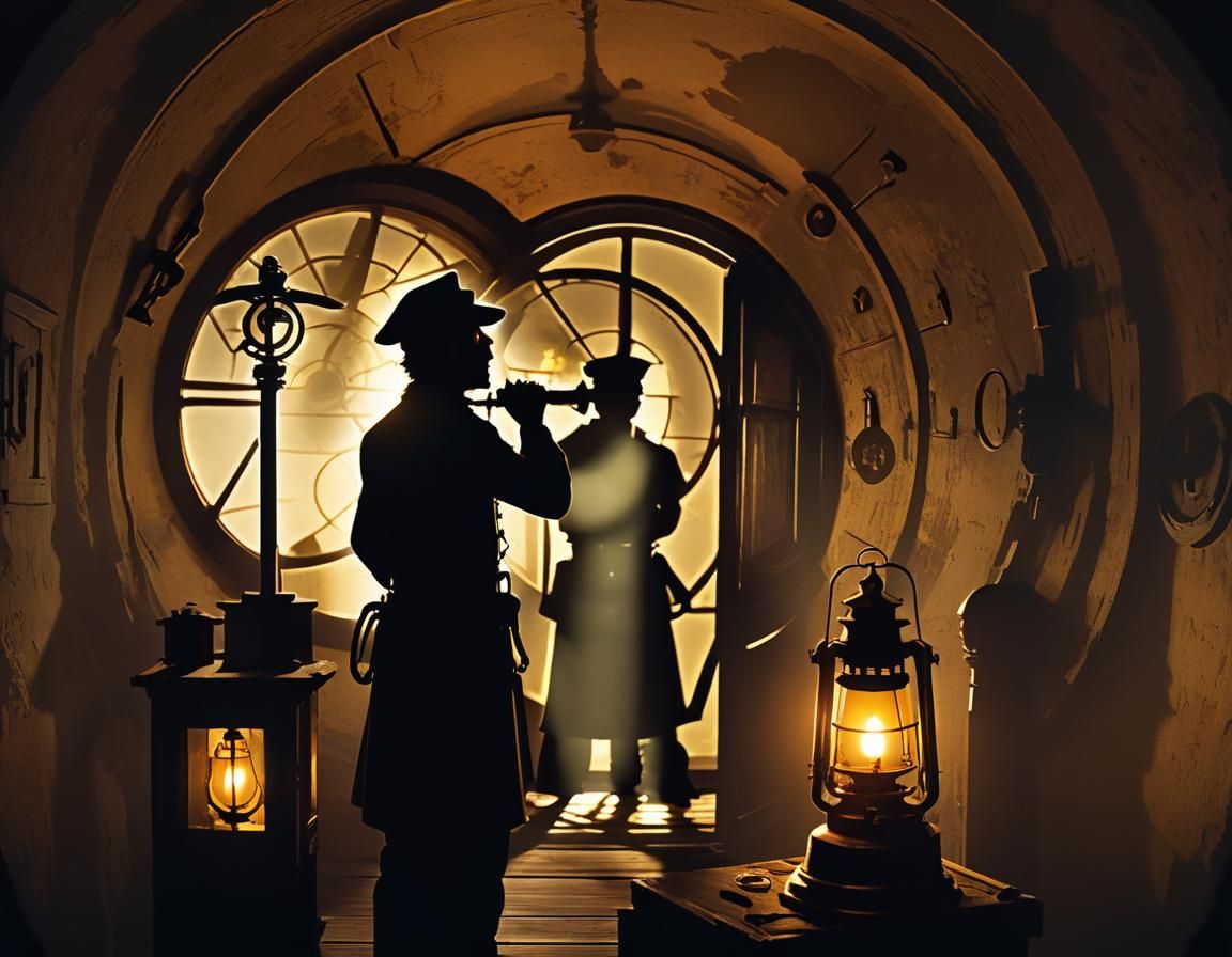 Lighthouse Keeper Silhouette Animation with Lantern Glow