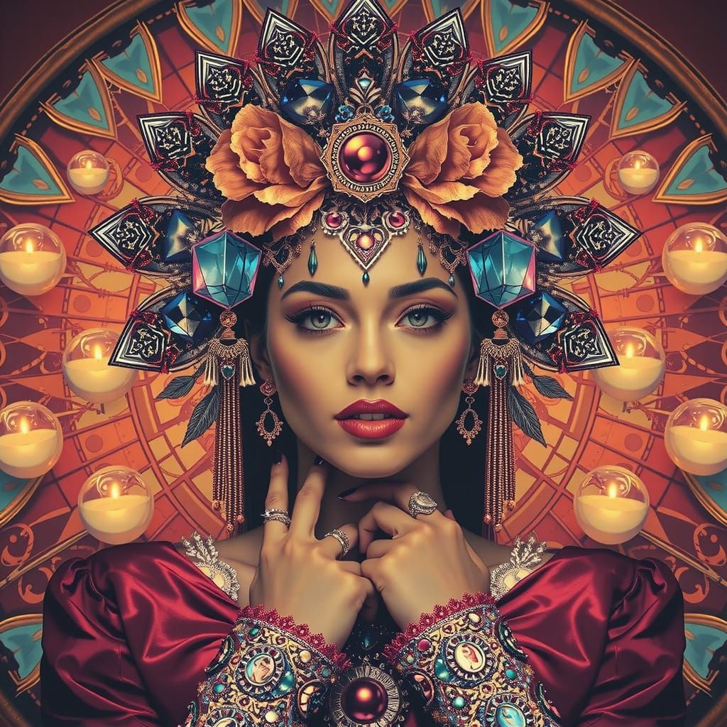 Photorealistic Psychedelic Scene with Shiny Textures