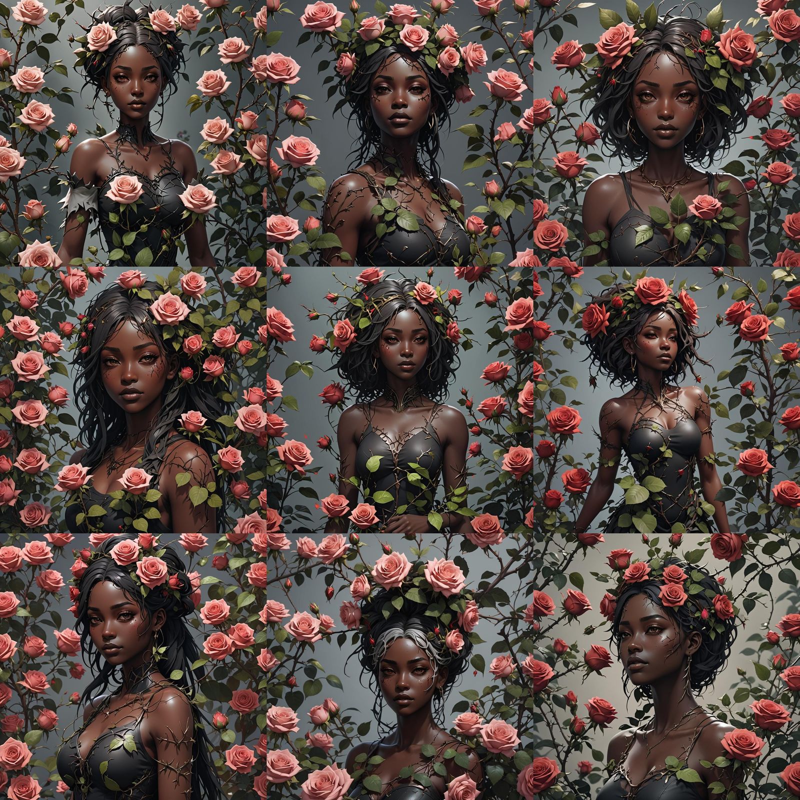 Botanical Anime Girl in 3D Detail