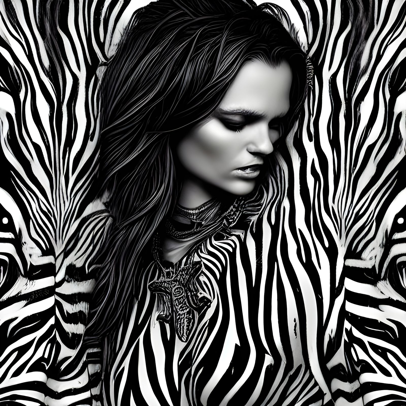 Zebra Print Woman: Hyperrealistic Detailed Photography