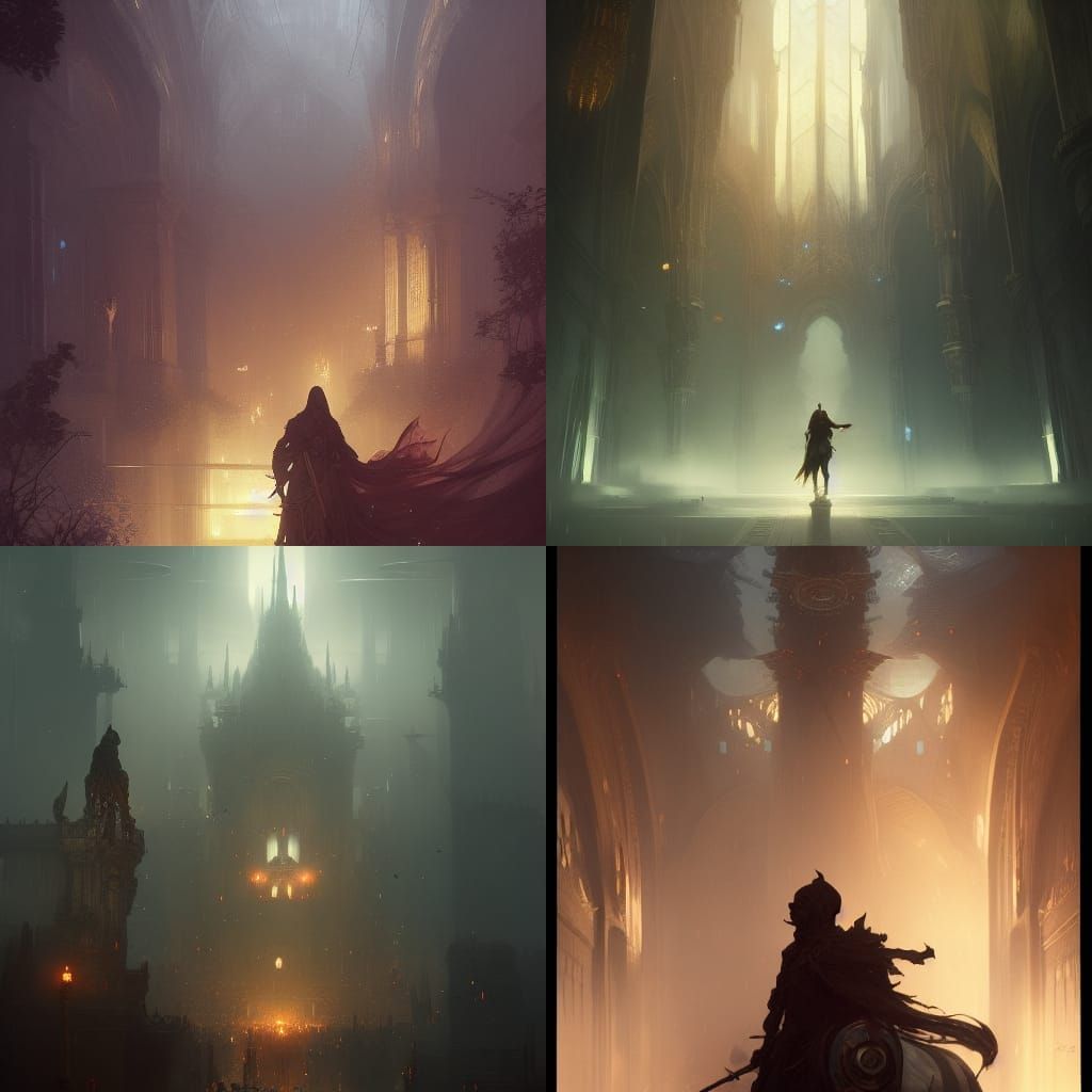 Dark Fantasy Concept Art in Purple and Yellow