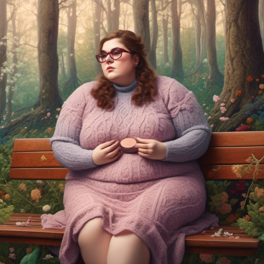 Realistic Photo of a Curvy Woman in a Forest