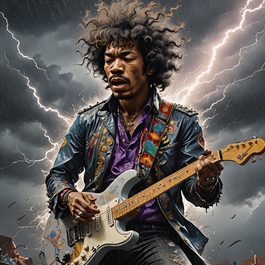 Monochrome Musician Portrait in Stormy Weather