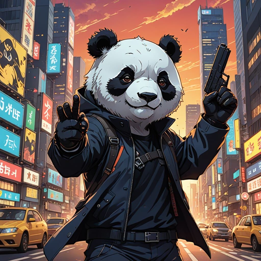 Panda Dabber in Vibrant Manga Style