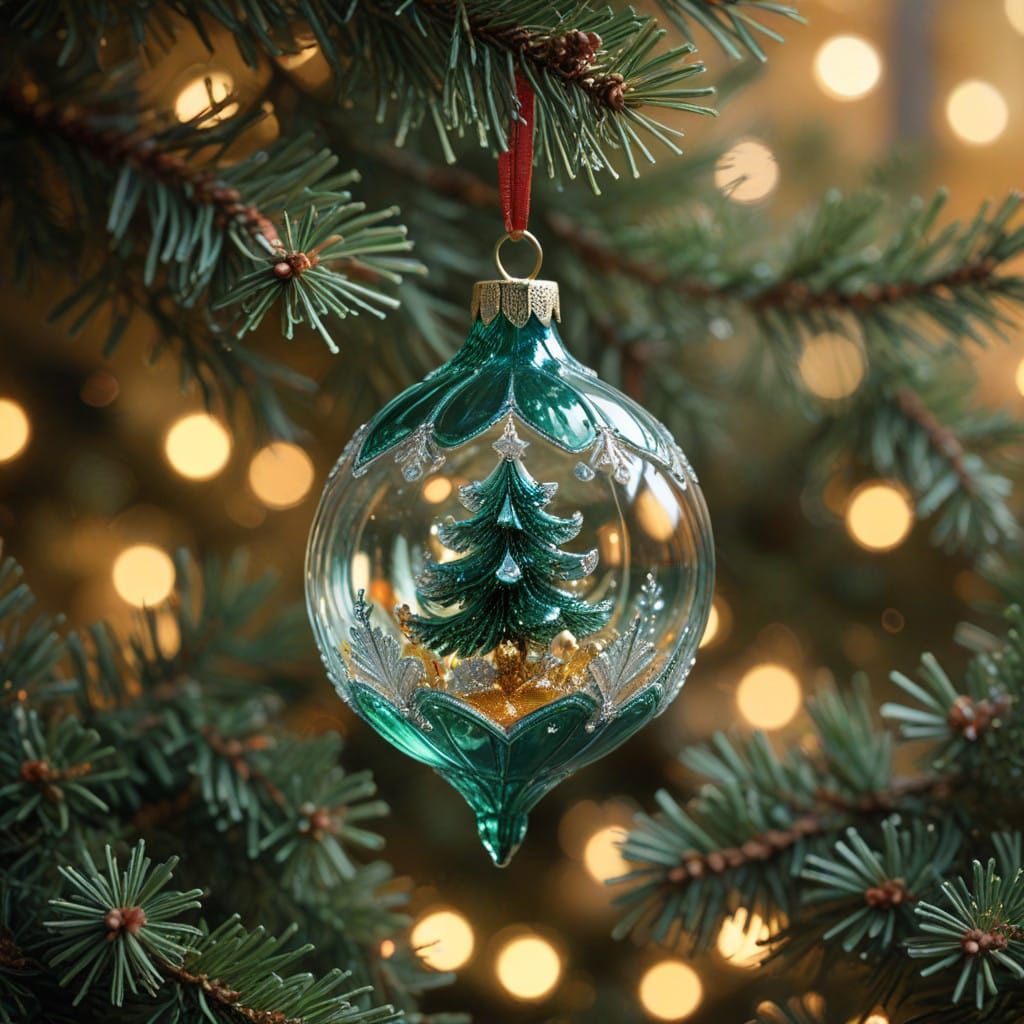Luxurious Glass Christmas Ornament in Whimsical Winter Wonde...