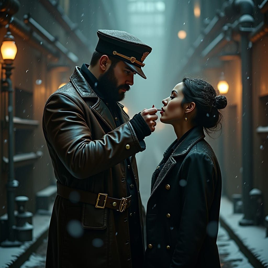 Steampunk Prison Guard in Moody, Cinematic Style