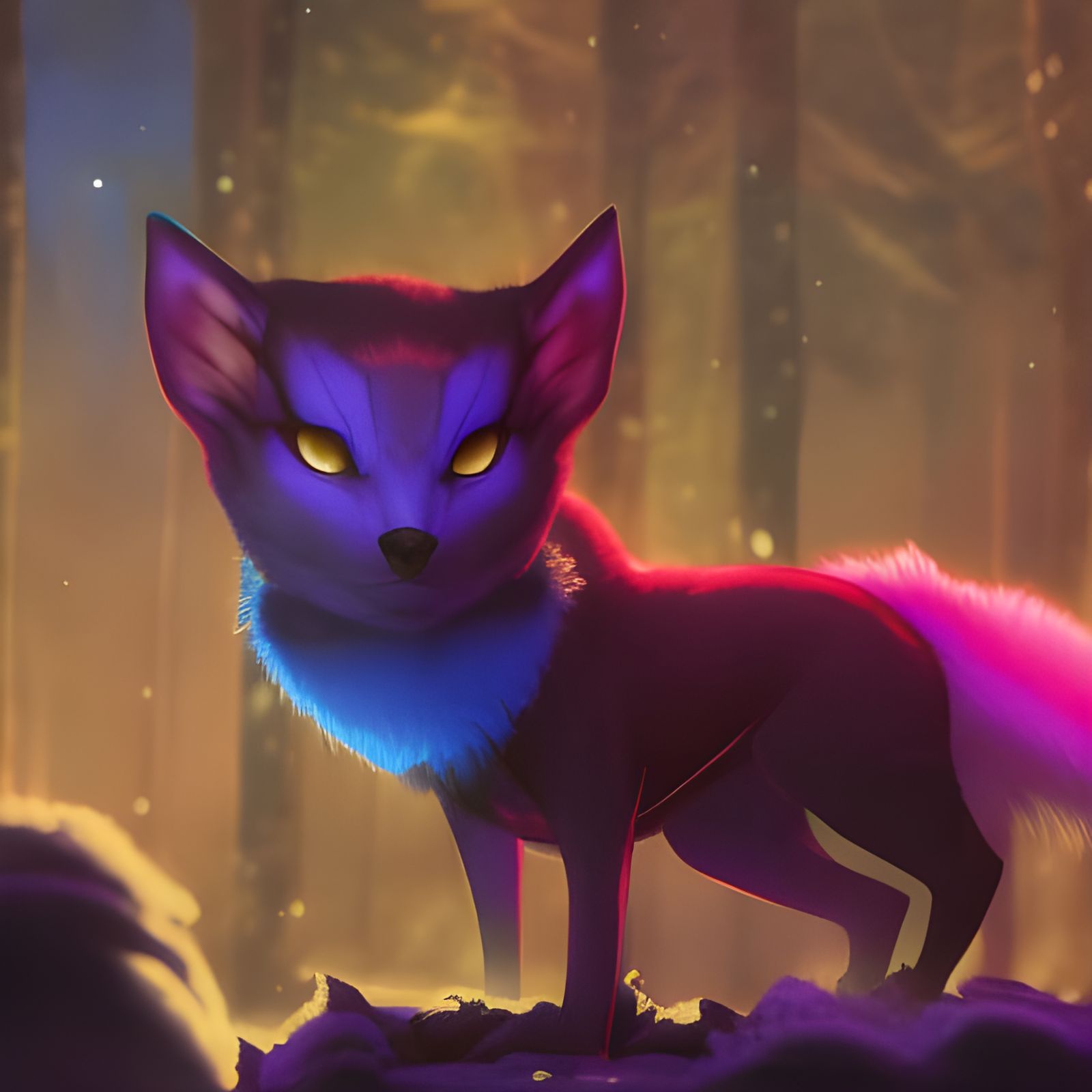 Epic Blue Ice Fox in Detailed Illustration