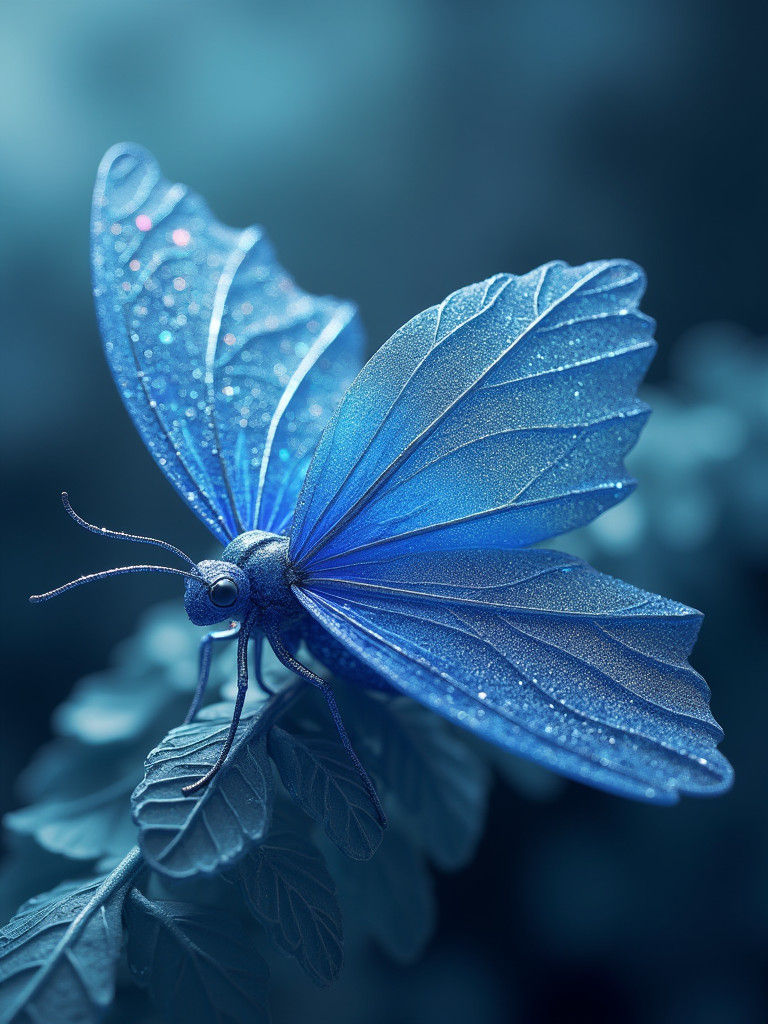 Diaphanous Colugo with Silver and Blue Accents