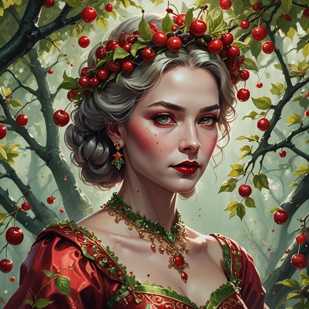 Cherry Queen Portrait with Volumetric Lighting
