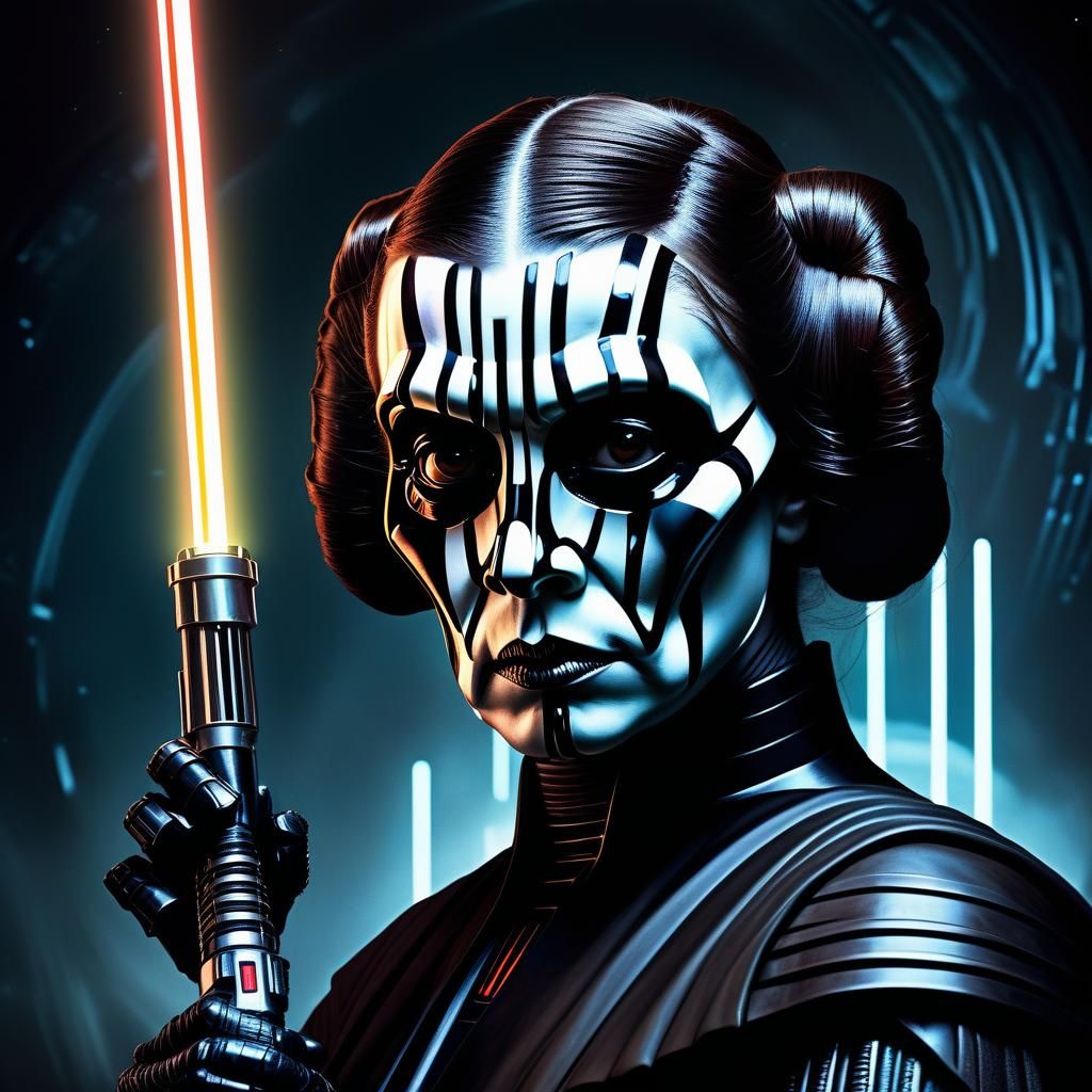 Darth Vader and Princess Leia in Hyper-Surrealism