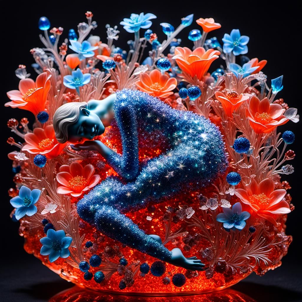Bioluminescent Crystal Sleeping Beauty Sculpture