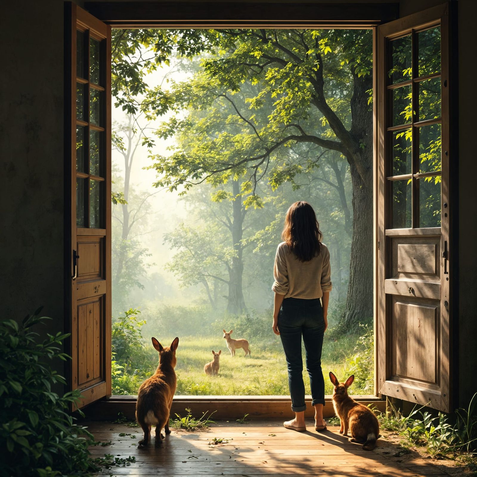 Warm Morning Light in an Impressionist Garden Scene