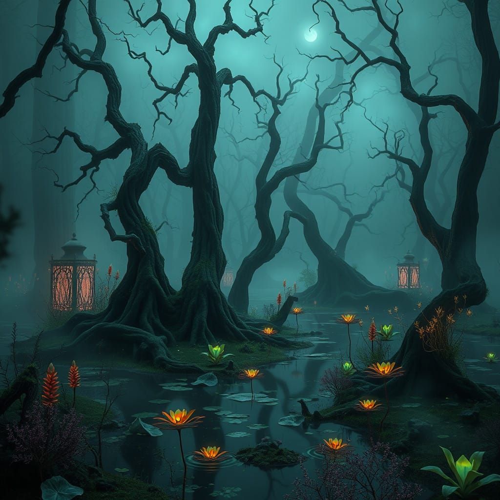 Surreal Swamp Landscapes in Muted, Mystical Tones