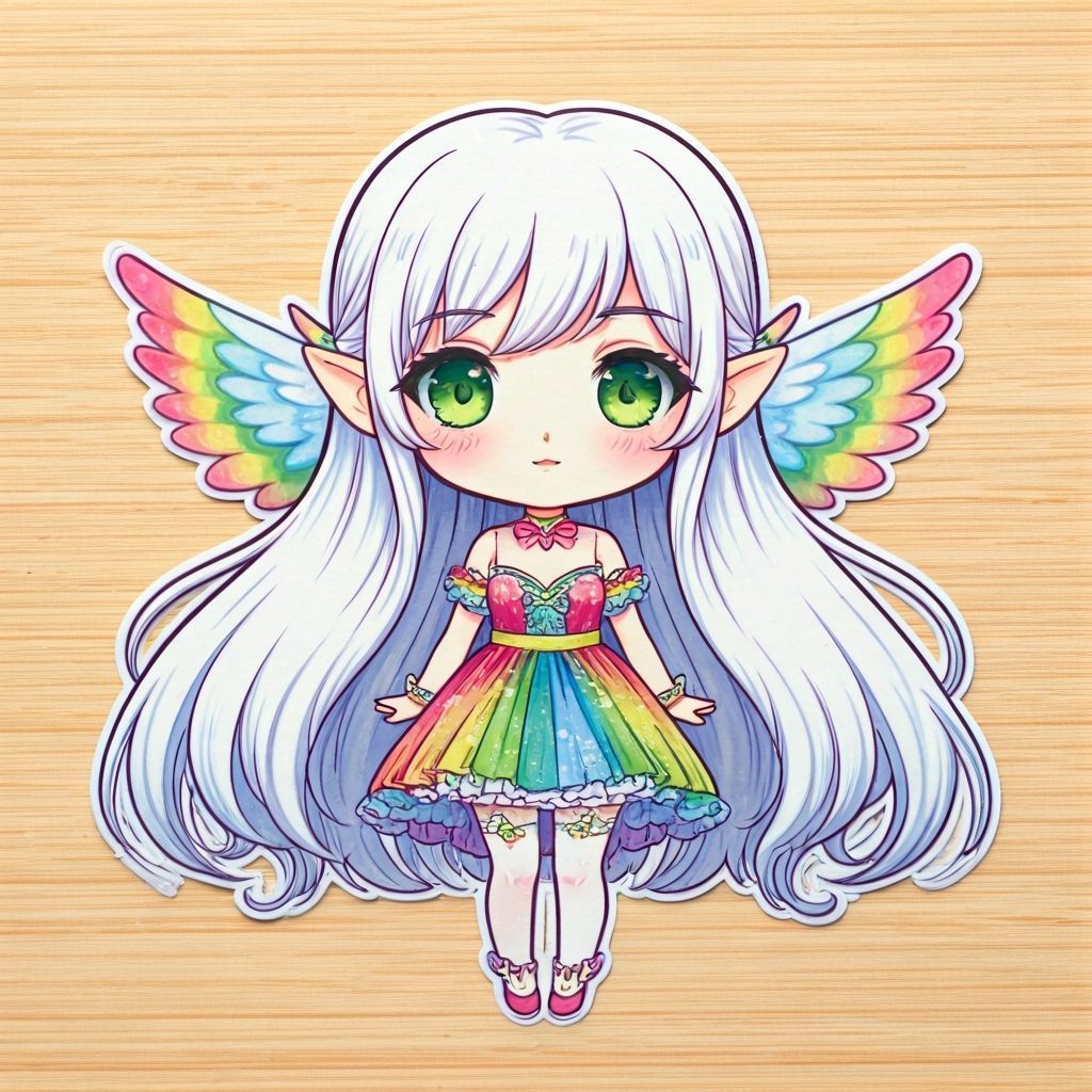 Chibi Woman in Rainbow Dress: Washi Tape Art