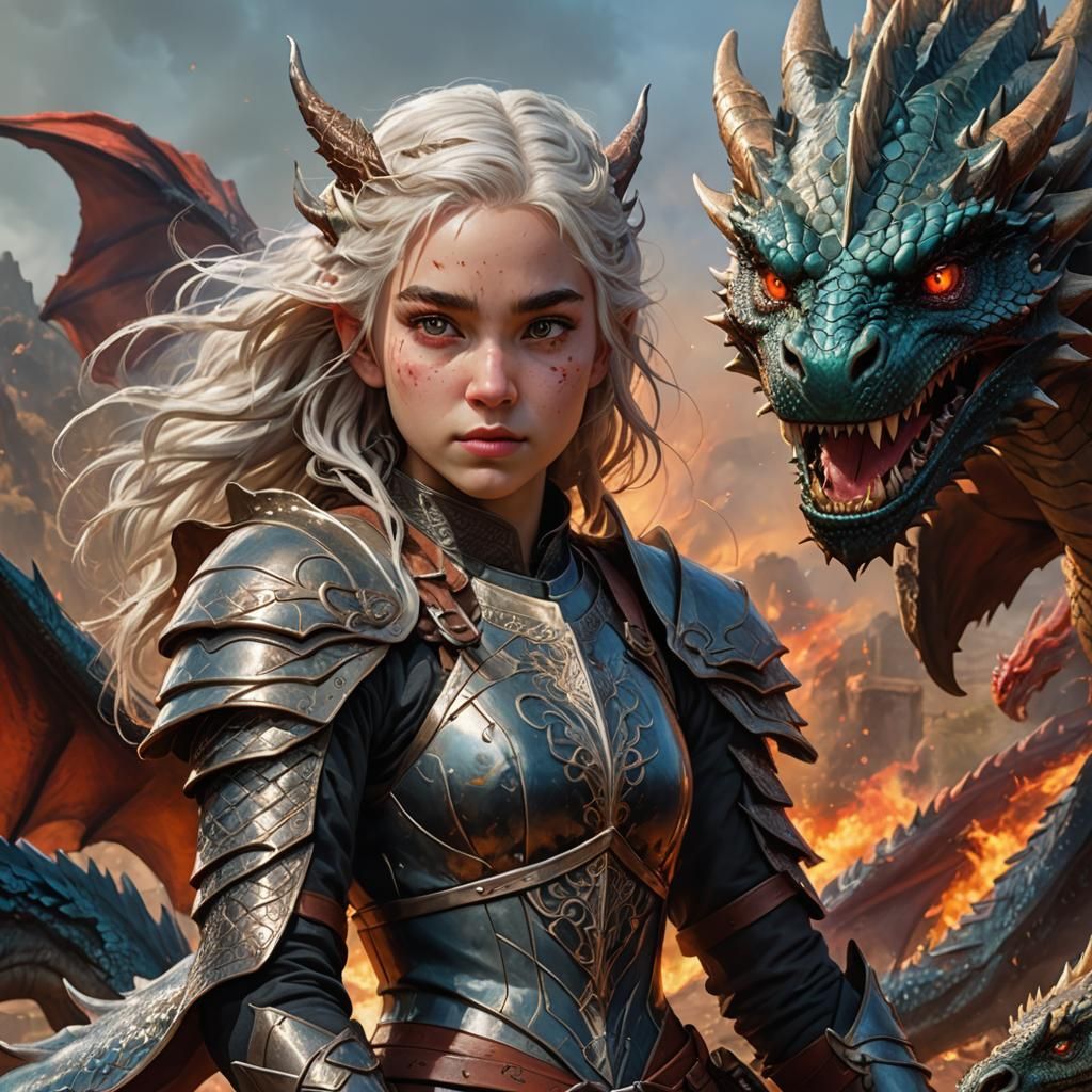 Dragon Rider Girl: Hyperrealistic Concept Art