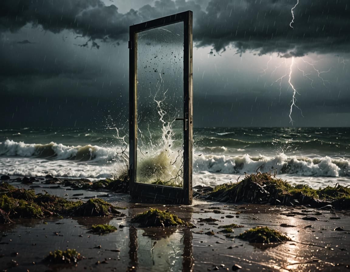 Stormy Seascape: Lightning and Coastal Drama