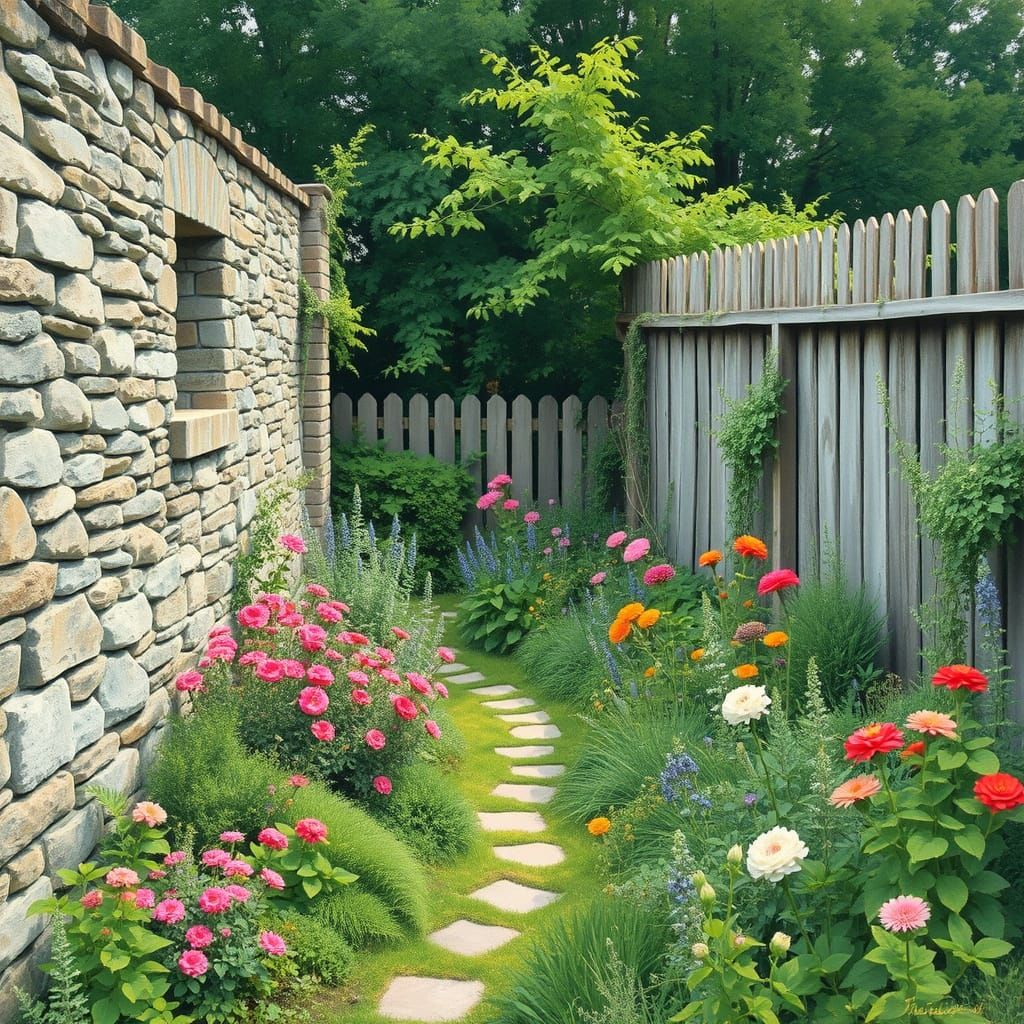 Tranquil Garden Scene in Impressionist Style