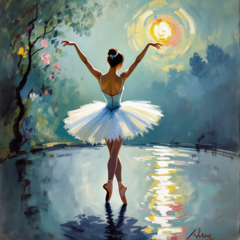 Ethereal Ballet Dancer in Impressionist Style