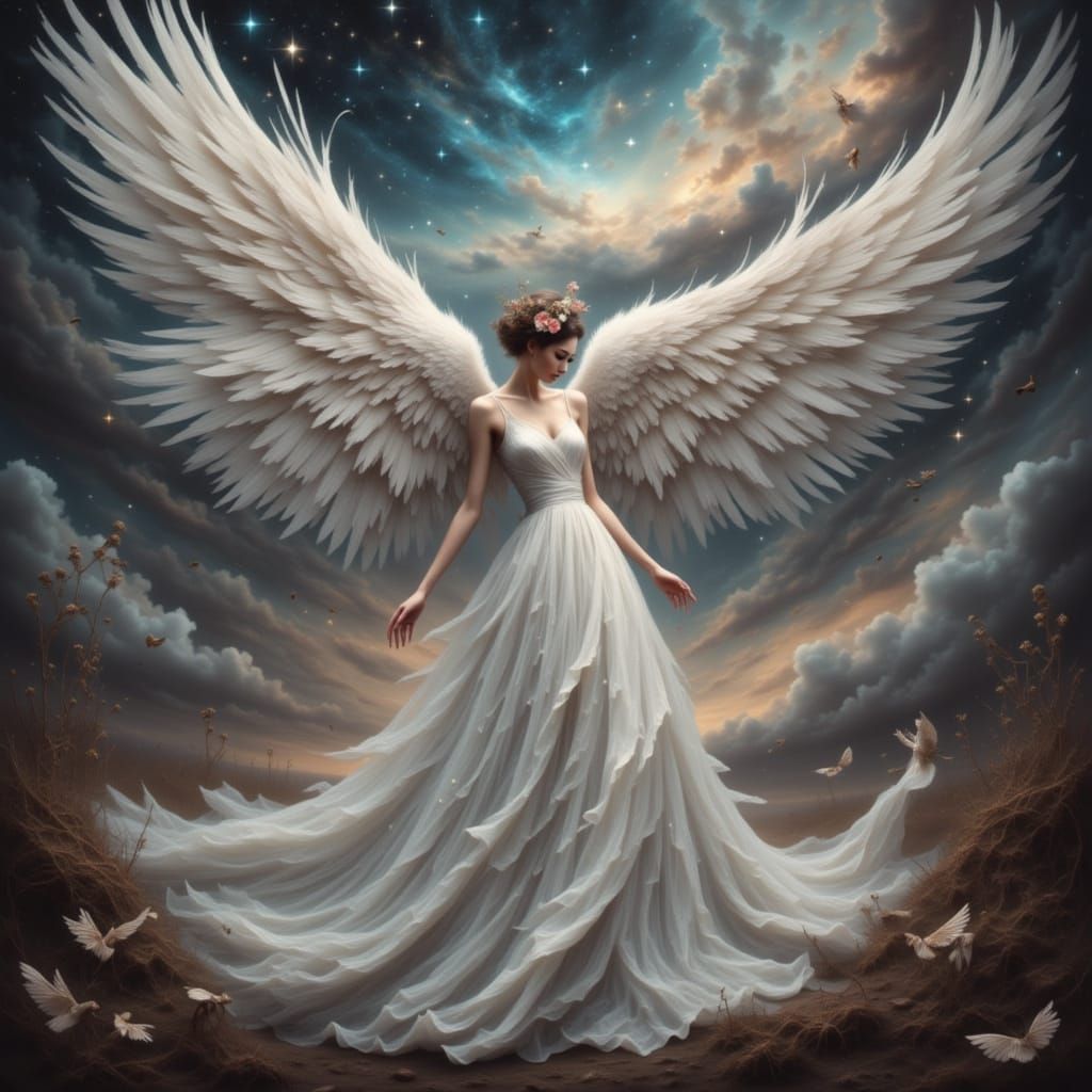 Ethereal angel woman of flowing shades