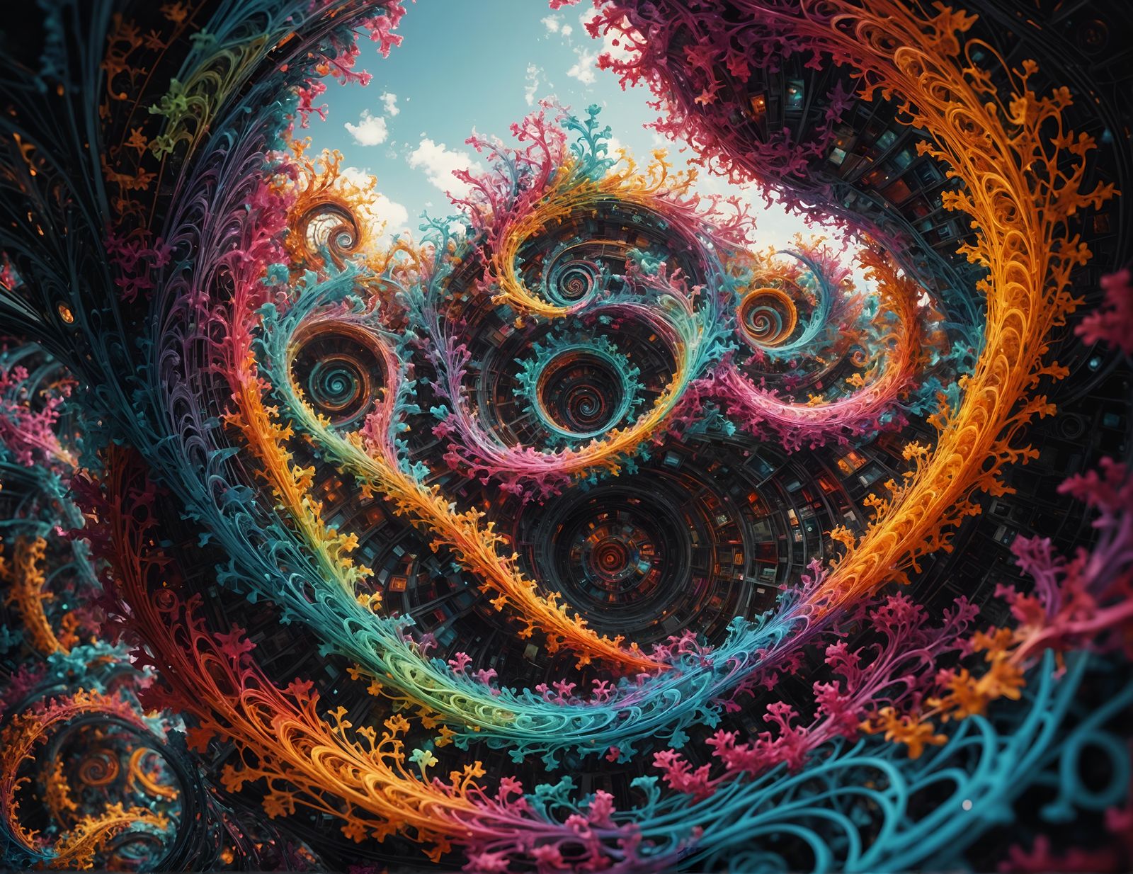 Colorful Fractal Models in Surreal Dystopian Style