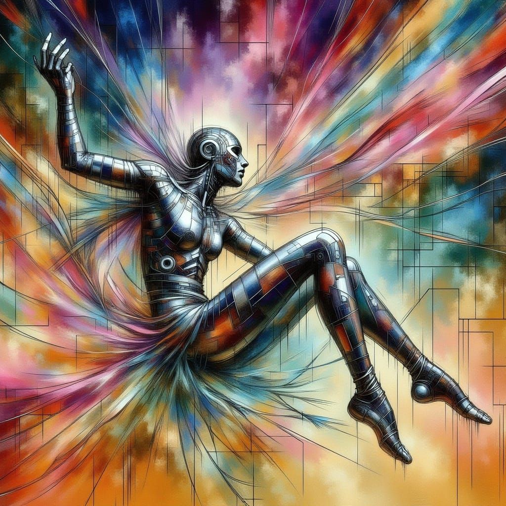 Ethereal Humanoid in Futuristic Flight