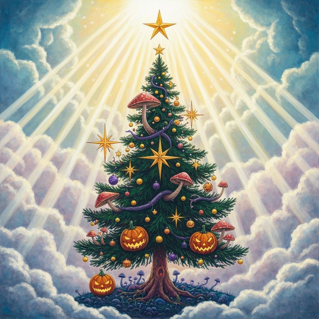 Surreal Christmas Tree Fused with Halloween Elements