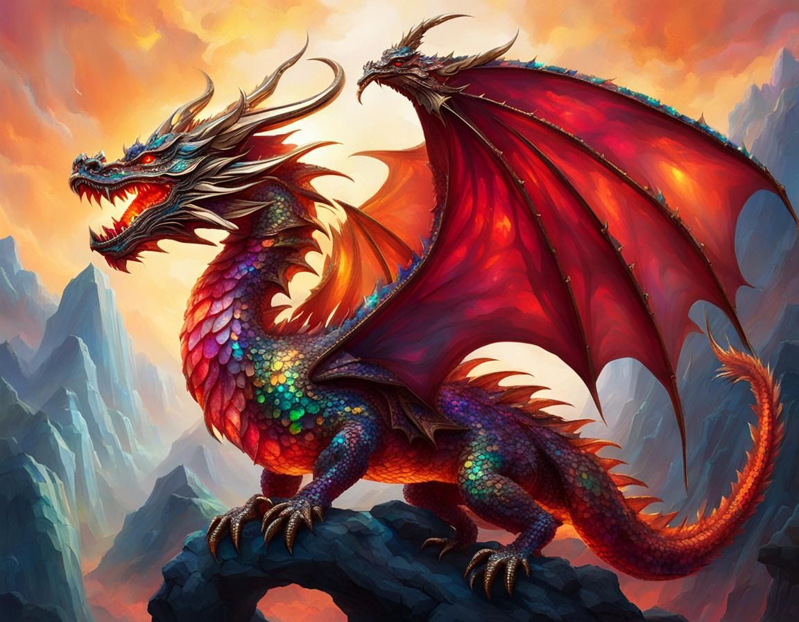 Ruby and Opal Dragon Breathing Light