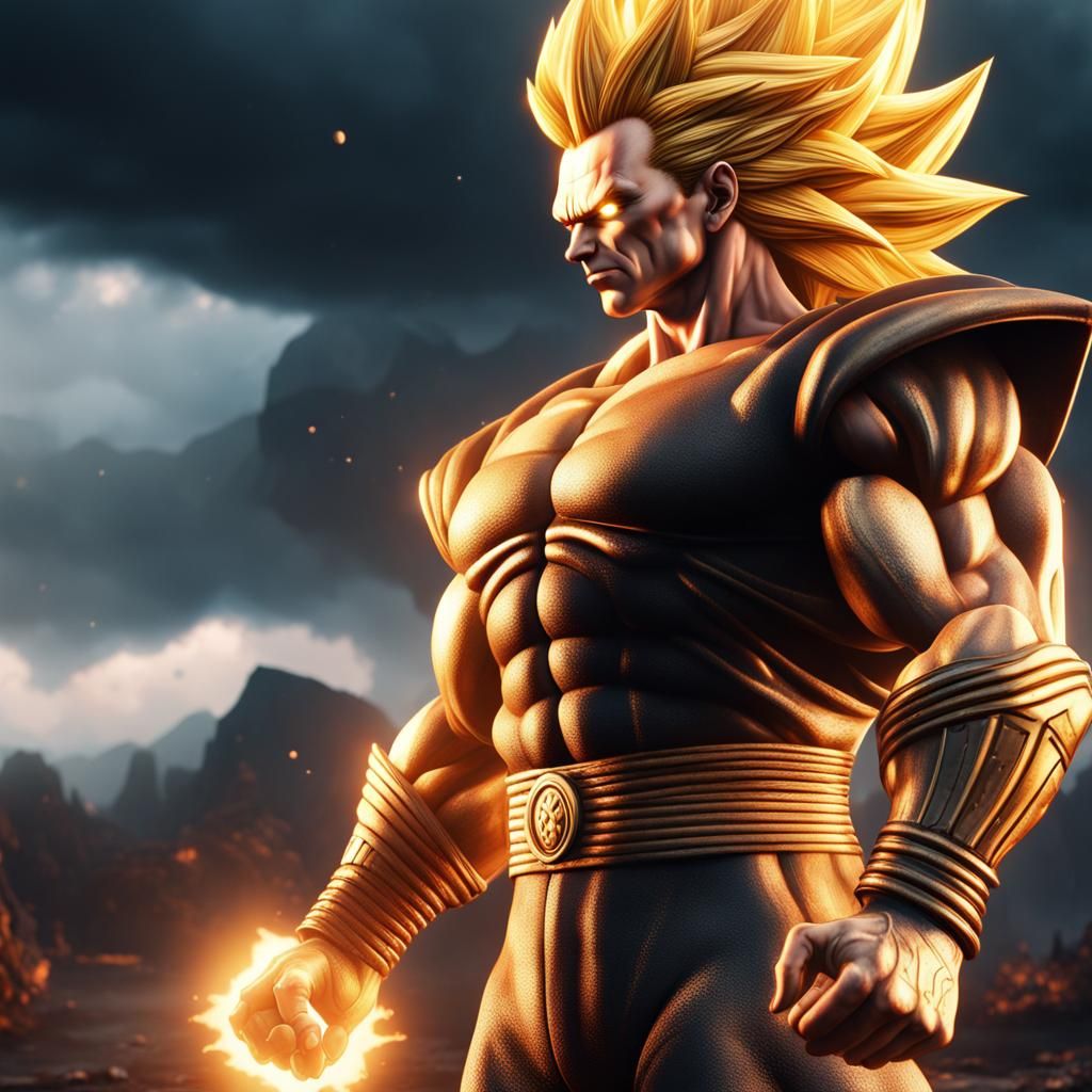 Arnold Schwarzenegger as Super Saiyan: Fantasy Art