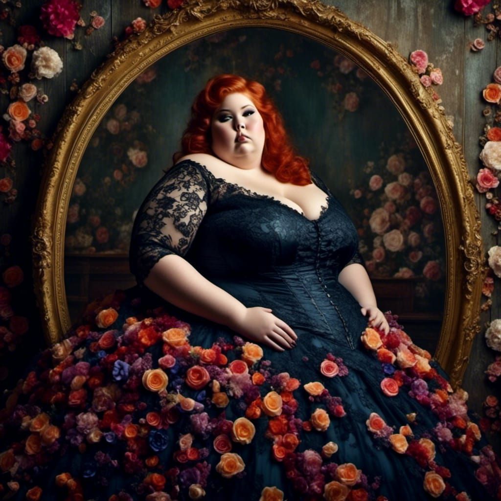 Gothic Plus-Size Woman in Oil Portrait