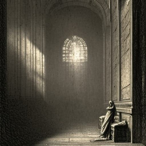 Dark Academia Horror Photograph in Gustave Doré Style