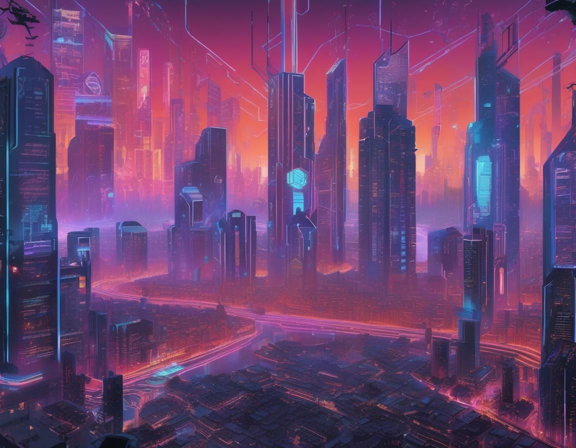 Futuristic AI Bible in Cyberpunk Metropolis