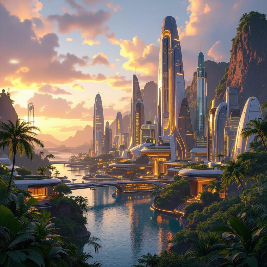 Futuristic Metropolis Blends Polynesian Architecture and Tec...