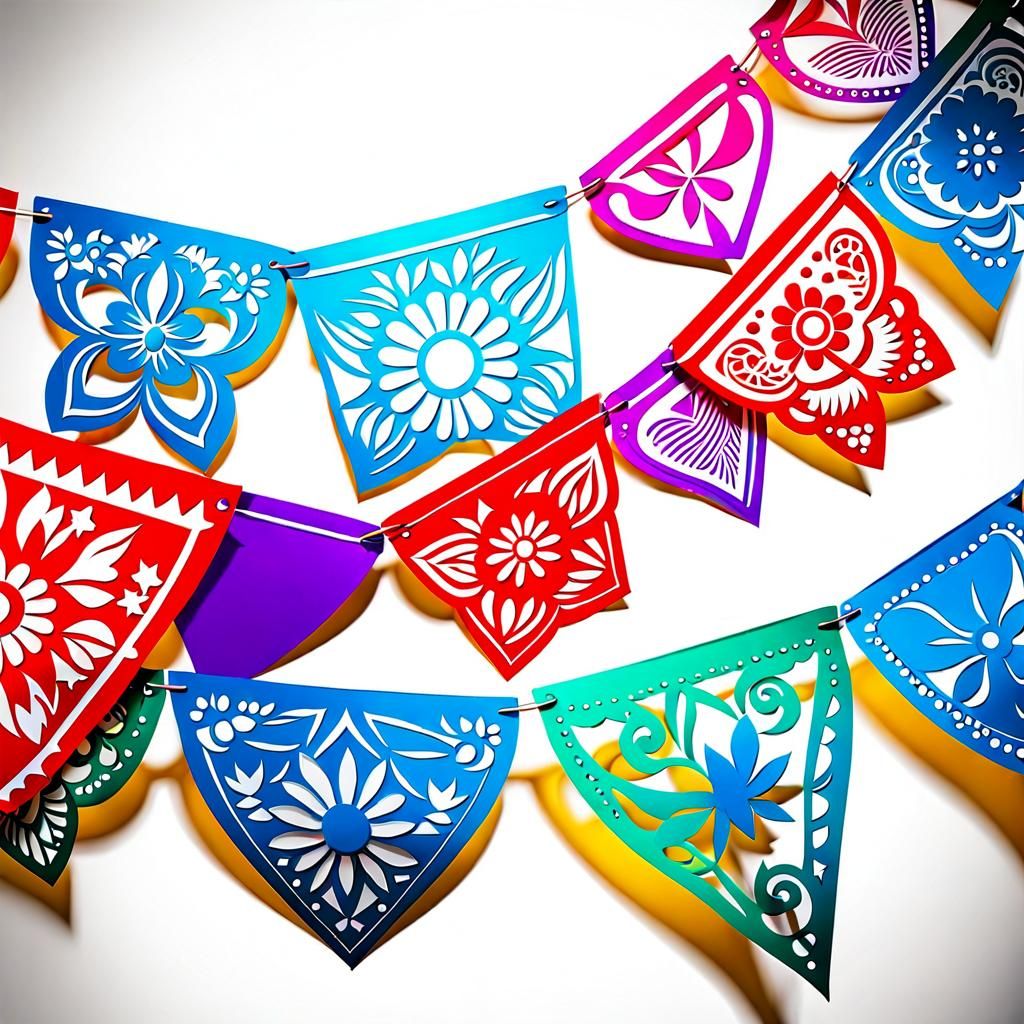Festive Mexican Papel Picado Banner Clipart