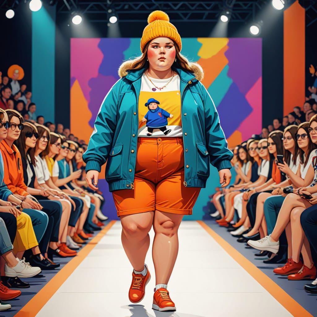 Chubby Girl Struts Down Catwalk in Quirky Editorial Style