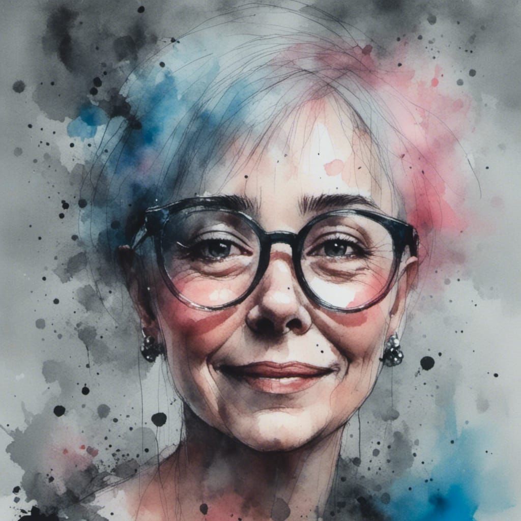 Joyful Trans Woman Portrait in Charcoal and Ink