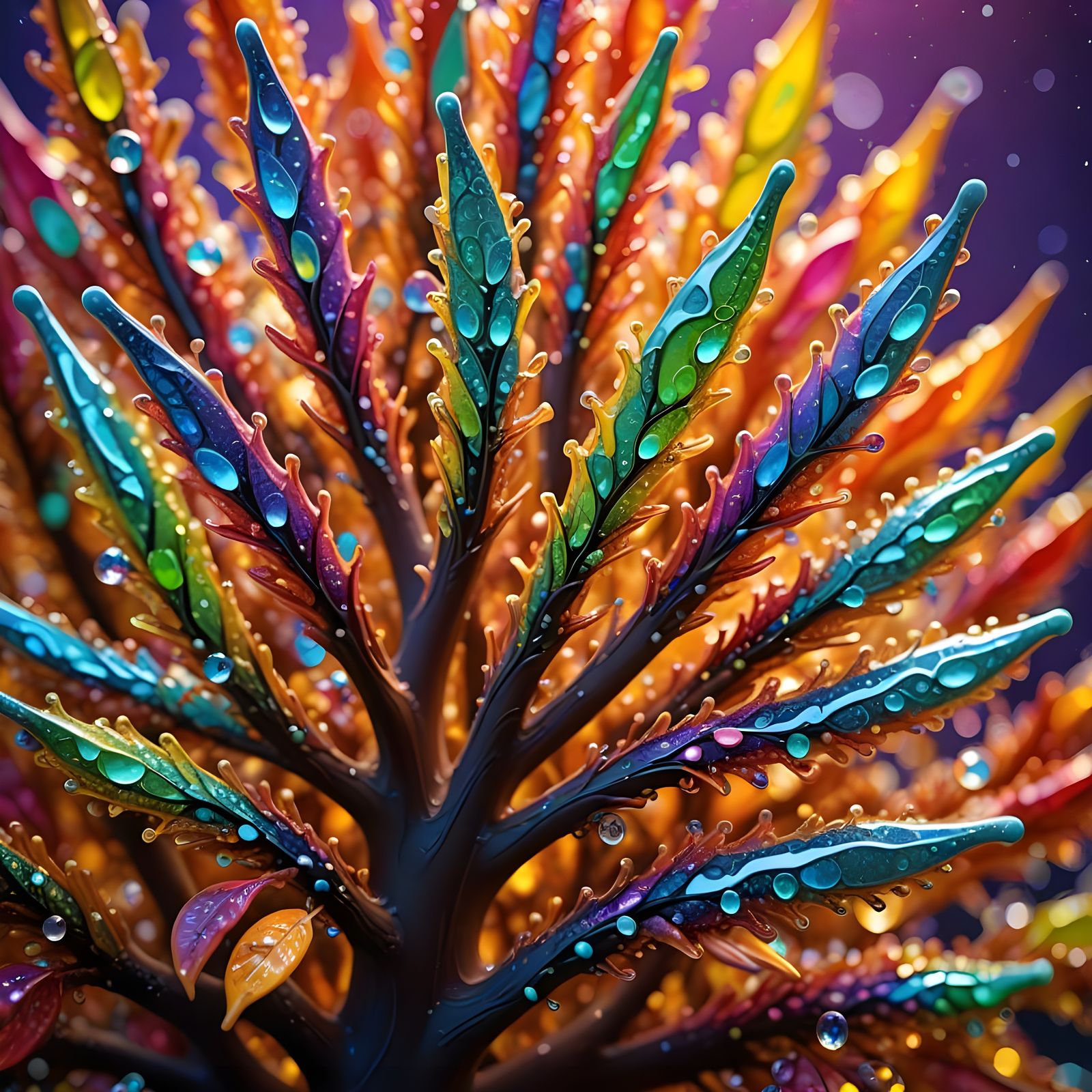 Iridescent Toothpaste Tree: A Digital Art Creation
