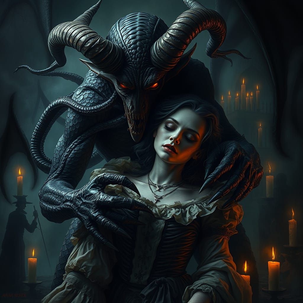 Dark Demon Claims Tormented Woman in a Haunting Victorian Sc...