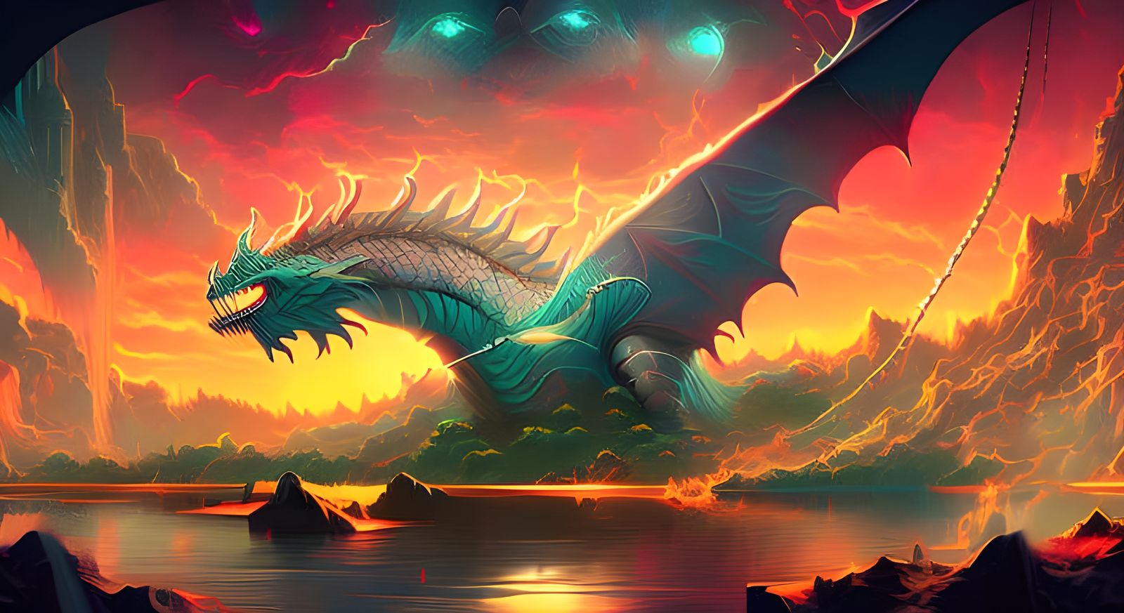 Majestic Dragon on Astral Altar in Hyperrealism