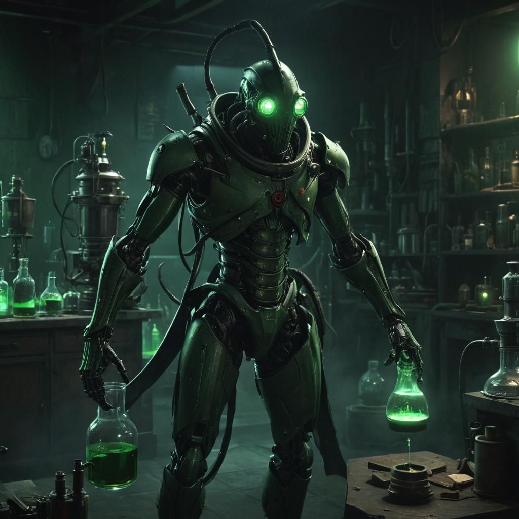 Plankton as Dark Alchemist in Biomechanical Armor