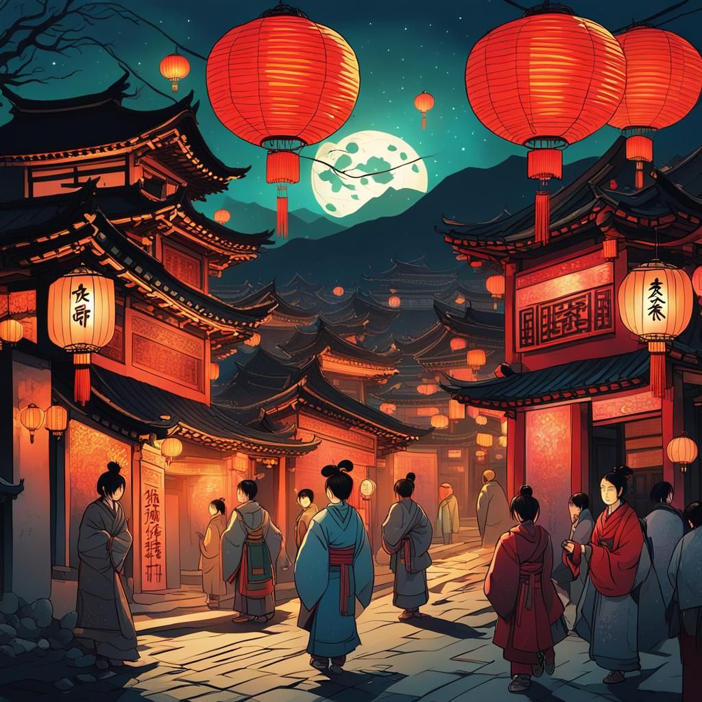Festive Lunar New Year in Ancient Chinese City