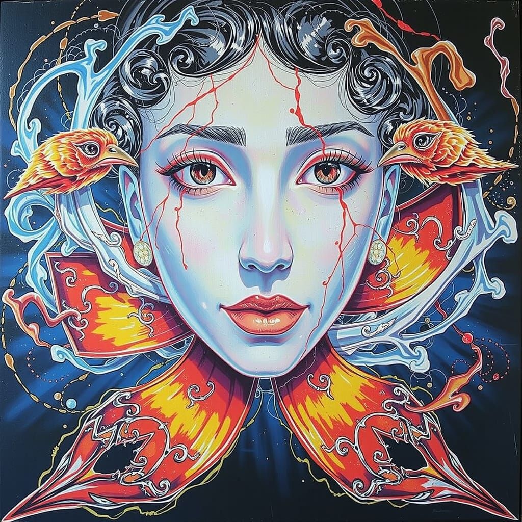 Abstract Swirling Red Forms