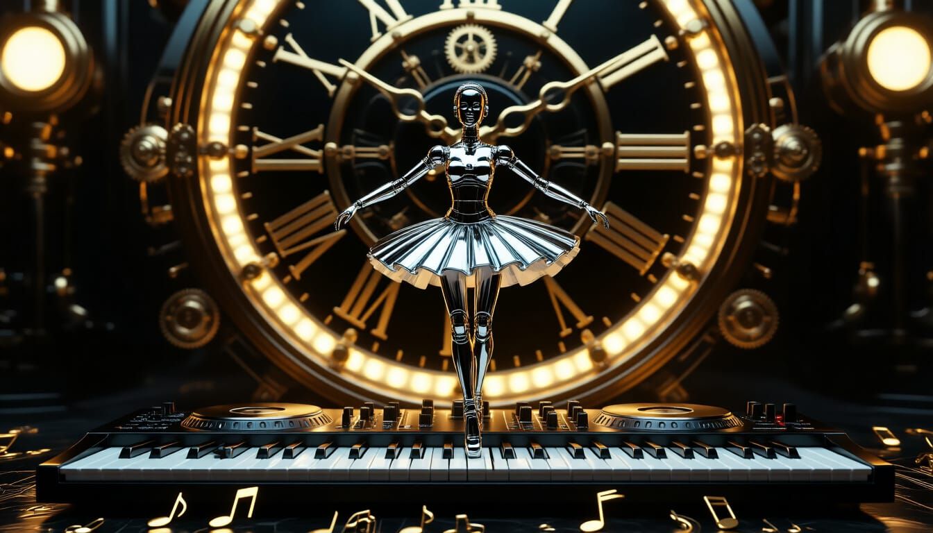 Robotic Ballerina DJ Dances in Clockpunk Style