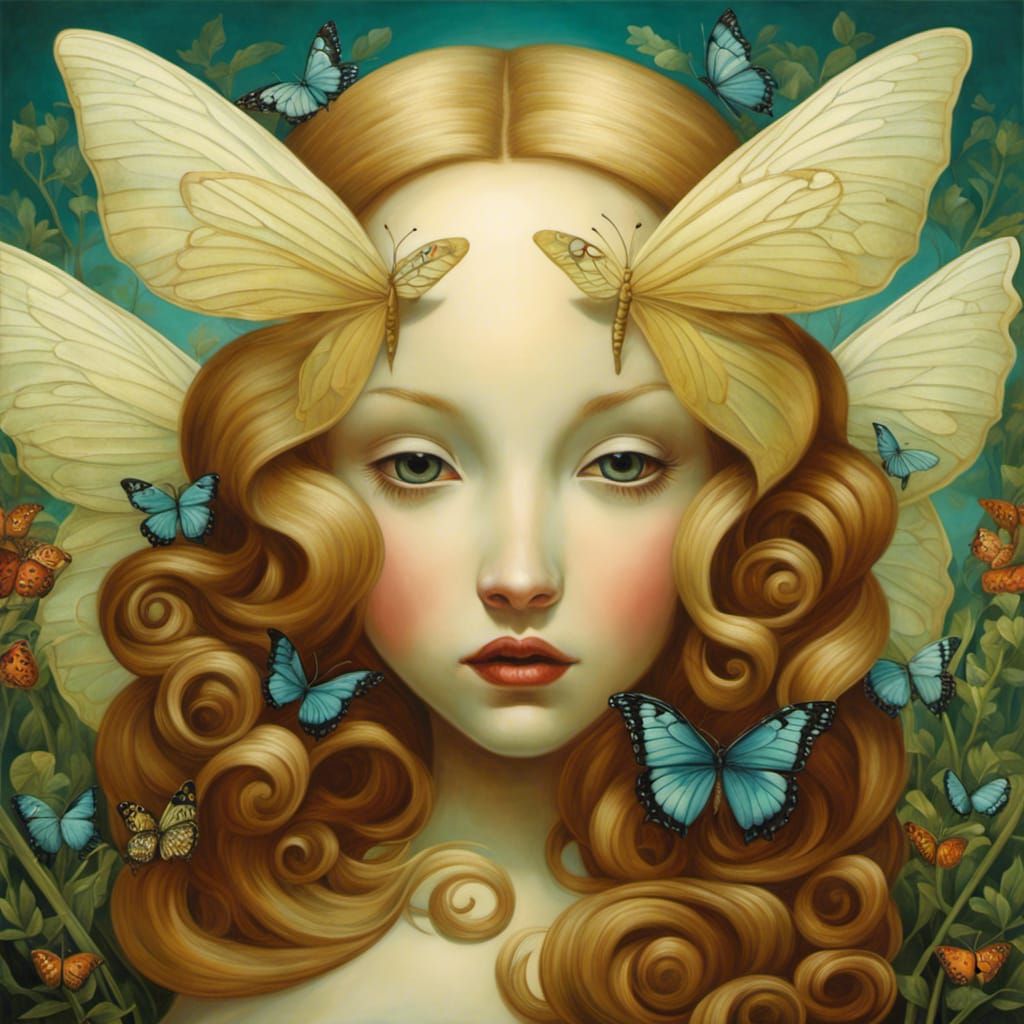 Anthropomorphic Butterfly in Dark Fairy Tale Style