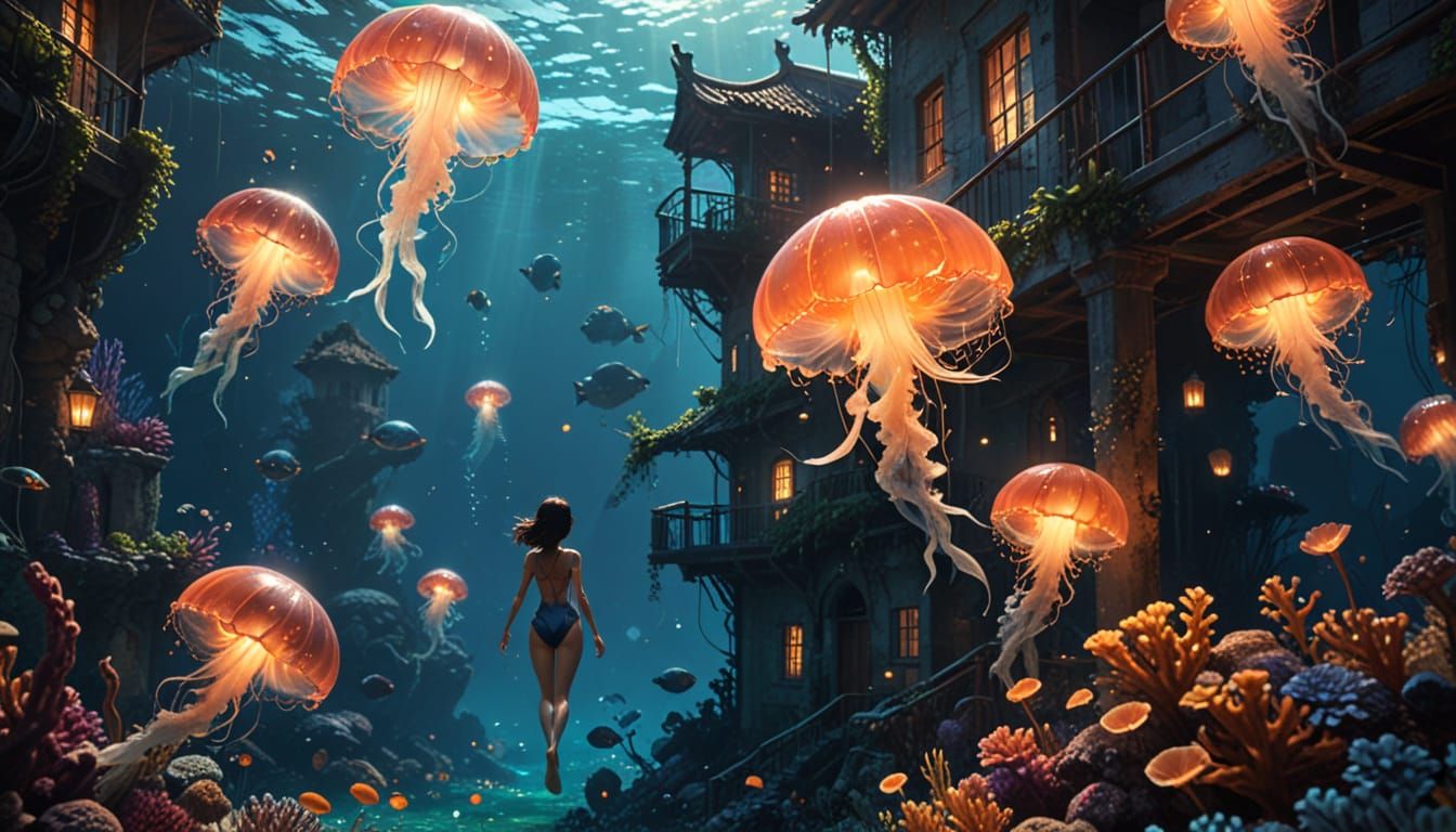 Anime Sea-Woman School in Coral Reefs