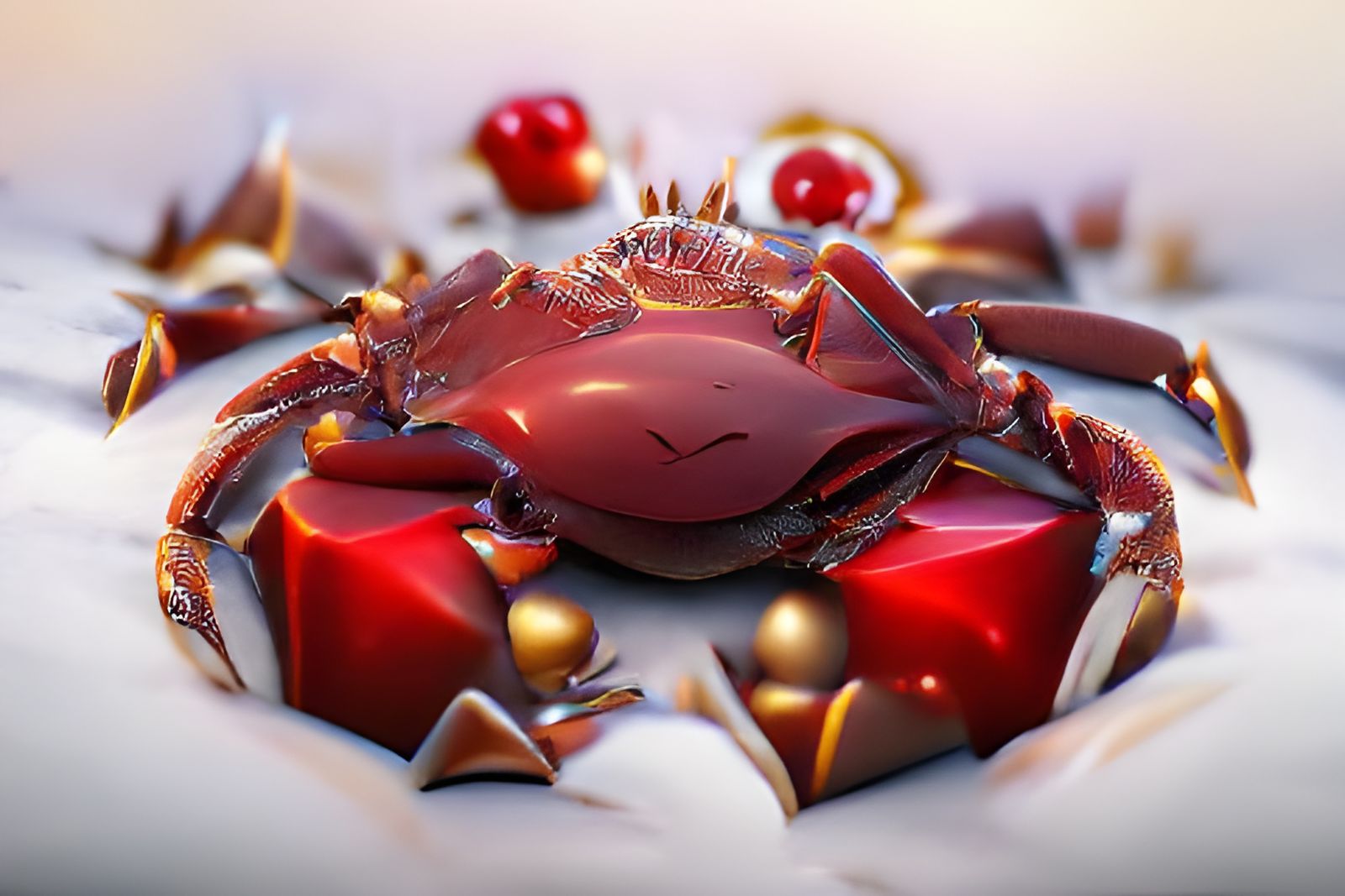 Festive Red Crab in Christmas Wonderland