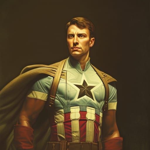 Captain America Portrait in Neoclassical Style