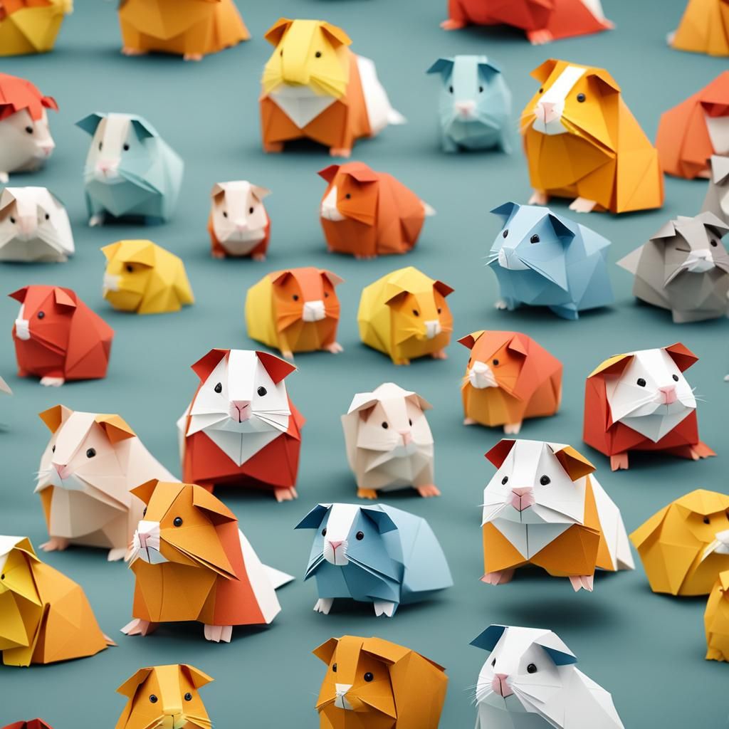 Origami Guinea Pigs Papercraft in Soft Focus
